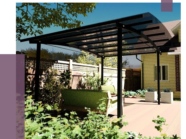 Навесы для террасы в Черняховске от 13362 руб. под ключ | ПРОЛЁТ-Чрх